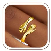 Maxcate Gold/Silber Umarmungsringe Damen | Umarmung Hände Offener Gold Silber Ring Damen Valentinstag Geburtstag Schmuck Geschenke für Frauen Freundin Mutter