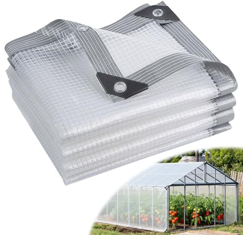 Clear Tarpaulin Waterproof Heavy Duty, 2m x 5m 170GSM Tear-Resistant PE | Transparent Tarp Cover with Rubber Corners, UV & Weather Resistant Cover for Garden Greenhouse Ground Use & Chicken Coop