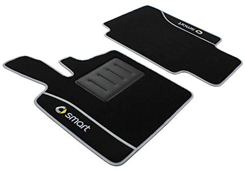 Bestickte Fußmatten für Smart ForTwo W450, Baujahre 1998-2007, von Il Tappeto Auto, Modell Color Line ND silber / schwarz