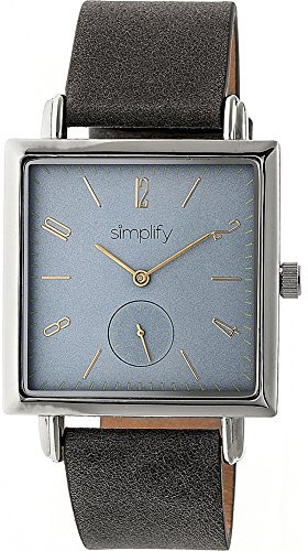 Simplify The 5000 Quartz Charcoal Genuine Leather Silver Men's Watch SIM5006