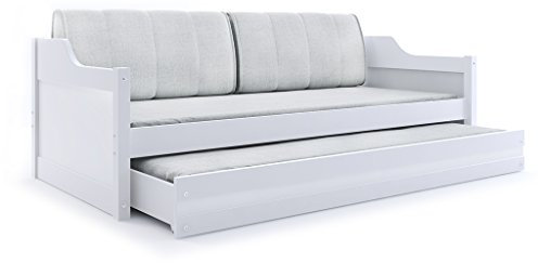 Interbeds Funktionsbett Doppelbett David 190x80cm Fabre: Weiβ mit Lattenroste, Matratzen und Kissen (weiβ)