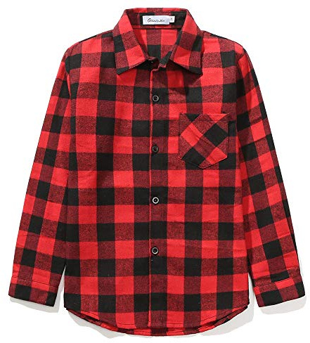 GRANDWISH Boys Long Sleeve Check Shirts for Girls 2-12 Years