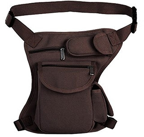 FiveloveTwo Mujeres Hombres Riñoneras de Marcha Lienzo Paquetes De Cintura Pierna Bolsas táctico Pierna Uso Militar, táctico,Senderismo, Motocicleta, Carreras Bolsa Saco Café