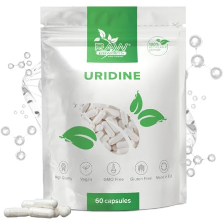 Uridine 250mg, 60 Kapslar – Stöd för kognitiv funktion och hjärnhälsa – Rena ingredienser, GMO- och glutenfria, GMP-certifierat kosttillskott från Raw Powders