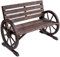 Outsunny Gartenbank 2-Sitzer Sitzbank Holzbank Wagenrad mit Armlehne Landhausstil Tannenholz Braun 105,5 x 59 x 75 cm