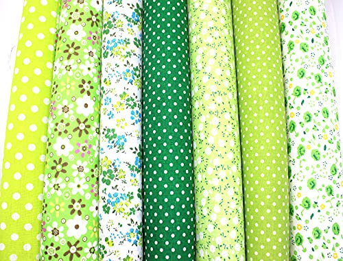 Egurs 7X Dunkelgrün Stoffpakete Patchwork Stoffe Baumwolle Tuch DIY Handgefertigte Nähen Quilten Stoff Baumwollgewebe Baumwollstoff 25 * 25
