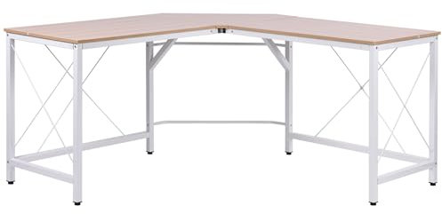 HOMCOM Computertisch Schreibtisch L-Form Arbeitstisch Bürotisch Eckschreibtisch Winkelschreibtisch MDF Natur 150 x 150 x 76 cm