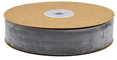 Egurs Samtband 10 Meter/Rollen 25mm Dekoband Geschenkband aus Samt Schleifenband zum Deko Zierborte Borte Band Schmuckband DIY Crafts Dekoration Samtborte Grau 25mm