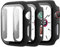 Miimall [2 Stück Schutzfolie Kompatibel mit Apple Watch Series 3/2/1 38mm Hülle, Ultradünne PC SchutzHülle mit Glas Displayschutz All Around Schutz Case für Apple Watch 44mm - Schwarz