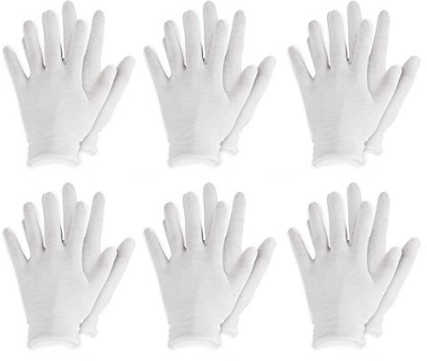 iEFiEL 3/6/12 Paar Handschuhe weiße Baumwollhandschuhe Stoff Handschuhe Schutzhandschuhe für Erwachsene Hände Hautpflege Tägliche Arbeit Weiß(6 Paar) Einheitsgröße