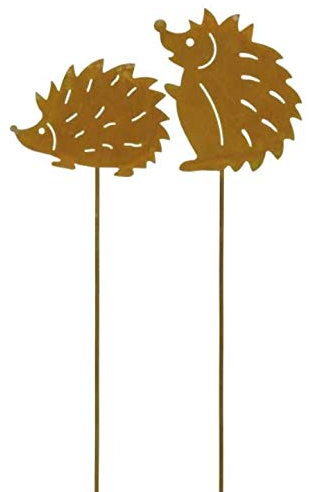 2 Rostoptik Igel am Stab 32 cm Herbst Gartenstecker Deko