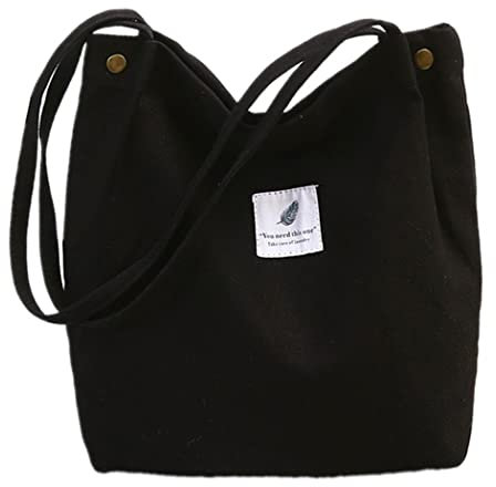 oukesin Bolso de lona para mujer bolso de hombro de gran capacidad turismo informal,Negro