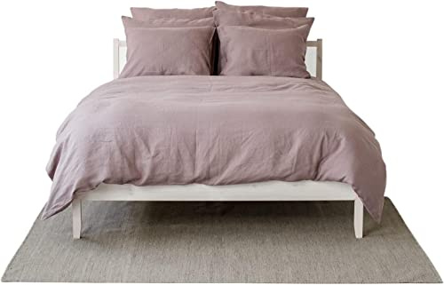 My Linen Home | Parure de Lit - 100% Lin Lavé | 1 Housse de Couette 140x200 avec Fermeture éclair | 1 Taie Oreiller 50x70 avec Fermeture à Revers | Linge de Lit et Oreillers | Rose Poudré