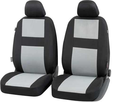 Walser Auto-Sitzbezug Glasgow 2 Vordersitzbezüge, Universal PKW-Sitzbezüge Polyester, Auto-Schonbezüge für Normalsitze, Autositzschoner schwarz-grau