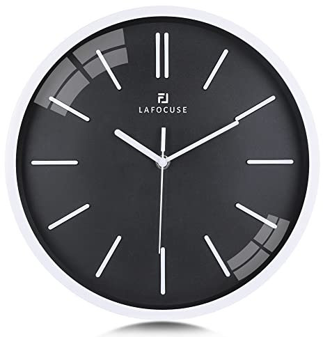 Lafocuse Reloj de Pared Negro Moderno Minimalista 30 cm Reloj de Cuarzo sin Números Silencioso Decorativo para Cocina Dormitorio Salon