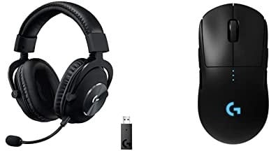 Logitech G Pro X Cuffie Gaming Wireless Lightspeed, Tecnologia Vo!Ce Blue, Driver Pro-G 50 Mm & Pro Mouse Gaming Wireless, Sensore Hero 25K, 25.600 Dpi