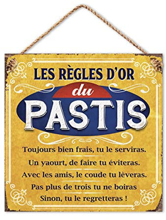 STC Plaque Metal regles du Pastis