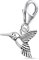 Goldene Hufeisen Charm Anhänger Vogel 925 Sterling Silber Karabiner Kolibri