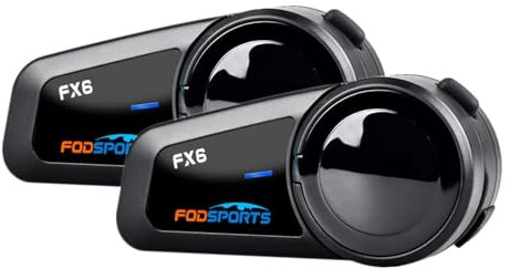 Fodsports FX6 Intercomunicador Casco Moto Bluetooth, Sistema Intercomunicador 6 Motoristas, Manos Libres Moto con Emparejamiento Universal, Auriculares Bluetooth para Motocicleta/ATV