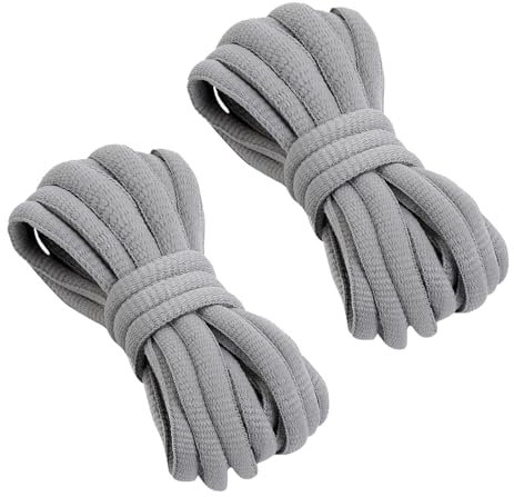 VSUDO 110 cm Cordones Gris Claro Ovalados para Zapatillas, Cordones Zapatillas Gris Claro de Baloncesto, Oval Light Gray Shoe Laces, Cordones de Zapatos Gris Claro (1 Par-Gris Claro-110cm)
