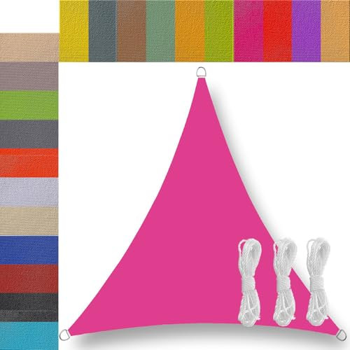 Voile d'ombrage 3x3x3m pour Patio Imperméable 185g/㎡ Tissu PES Toile imperméable pour Balcon Patio terrasse Jardin extérieur Rose Triangulaire Triangle