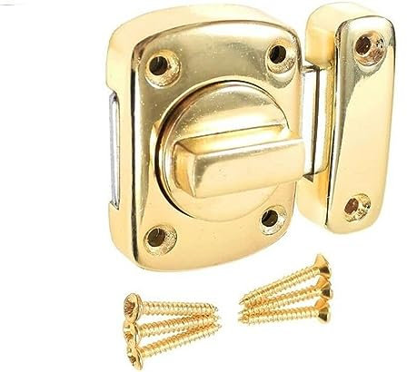 Door Lock Latches for Internal Door Polished Brass Rotate Bolt Gate Latch Door Lock for Bathroom Door Gate Latch Toilet Door Latch Pack with Matching Screws (Pack of 1)