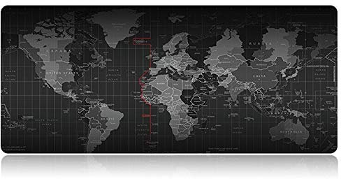 Tech Stor3 Tapis XXL carte du monde Gaming Mouse pad, 88 x 30 cm, World Map avec base antidérapante en caoutchouc, ajusté et lisse, adapté à chaque souris, clavier et ordinateur portable (carte du