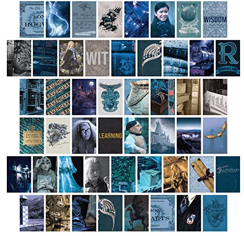 CON*QUEST Conquest Journals Harry Potter Ravenclaw Wandcollage, Set mit fünfzig Sammlerstücken, 10,2 x 15,2 cm, offizielle Kunstdrucke aus der Zaubererwelt, gedruckt auf hochwertigem Karton, mattes