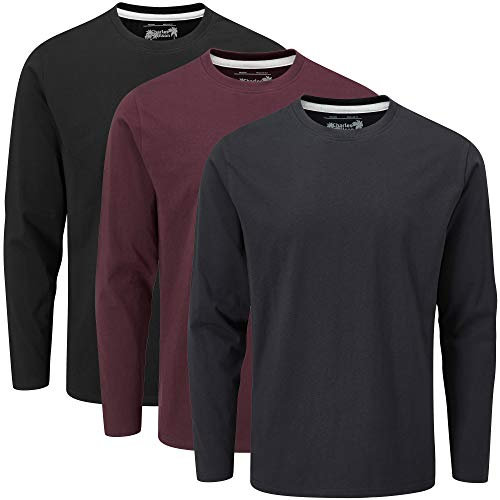Charles Wilson 3 Pack Long Sleeved Plain Crew Neck T-Shirt (3XL, Dark Essentials 21 (0822))