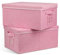 Graciadeco 22.8qt Closet Storage Boxes with Lids Pink Folding Keepsake Storage Bins Stackable Flat Lidded Carboard Storage Contaner for Clothes Barbie Shoes, 2 Pack