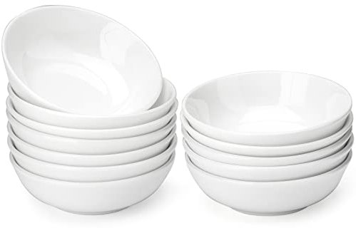 Leegg Kleine weiße Snackschalen Set mit 12 Porzellan-Dipschalen für Sauce Zutaten Nüsse (weiß)