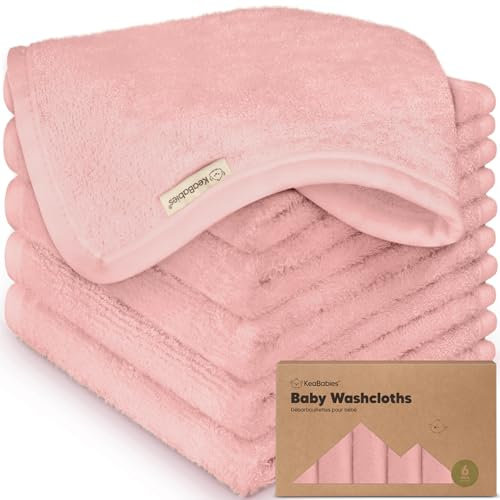 6-Pack Babywaschlappen - Weiche Bambus-Waschlappen für Babys, Kinder, Ultra Absorbierende Neugeborenen-Badehandtücher, 25 x 25cm, Sanft für empfindliche Haut (Rosy)