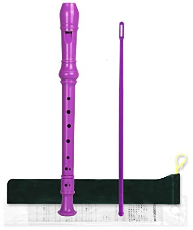 Mr.Power Sopranblockflöte, C-Schlüssel, 8 Löcher, deutsche Griffweise, Klarinette, ABS, Musikflöte, Geschenk für Anfänger, Abschluss, Schule, Bildung, Familie (lila)