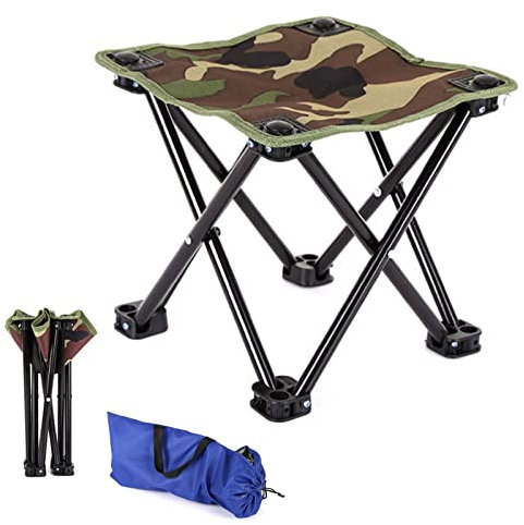 Tragbarer Campingstuhl für den Außenbereich, Mini-Klapphocker mit Rückenlehne und Tragetasche, Angelstuhl, kompakter, zusammenklappbarer Strandstuhl für Wanderungen, Picknicks, Gartenmalerei (flache
