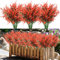 Künstliche Pflanzen Blumen UV Beständig Kunstblumen Im Topf Wie Echt 10 Bündel Fake Flowers Sträucher Deko Kunstblume Künstliche Balkonpflanzen Lavendel für Haus Tisch Garten Dekoration (Rot)