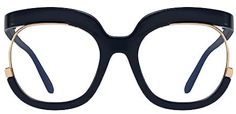 AOOLIA Stilvolle Runde Lesebrillen Sehhilfe Augenoptik Brille Lesehilfe für Damen Herren Blaufilter Brille für PC TV Gaming & Handy (Schwarz, 2, Dioptrien)