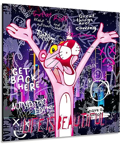 Kunstgestalten24 Leinwandbild Pink Panther Pop Art Comic Bild Kunstdruck Wanddeko