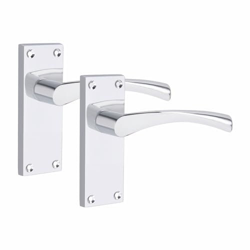 Golden Grace Victorian Scroll Astrid Door Handles Latch in Silver Polished Chrome, 1 Pair - 120mm x 40mm Backplate