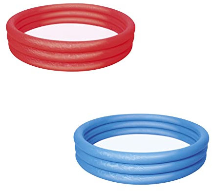 Bestway Planschbecken Splash 'n Smile, Ø 152 x 30 cm, 282 Liter, Ab 2 Jahren, Strapazierfähiges PVC, 3 Luftringe, Sicherheitsventile, Reparaturflicken, Gemusterte Außenwände, 1 Stück