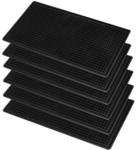 HEIHAK Lot de 6 tapis de bar en caoutchouc pour la maison, 30,5 x 15,2 cm, tapis de service antidérapants pour café, bar, cuisine, restaurant, comptoirs