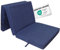 RelaxXL Klappmatratze Senior 195x80x10cm Blau meliert | Faltmatratze mit Tragegriff | Schlafmatte Schaumstoff 10 cm | Gästematratze 3-teilig | Bezug waschbar | Öko Tex 100