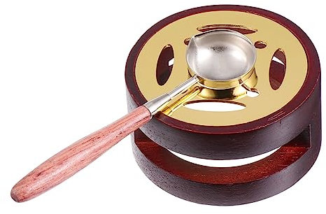 Lurrose 1satz Sealing Wax Schmelzofen Mit Holzlöffel Retro Wachsschmelzgerät Für Hochzeitseinladungen Briefe Und Hitzebeständig Ergonomischer Griff Stilvolles Design Für Einzigartige