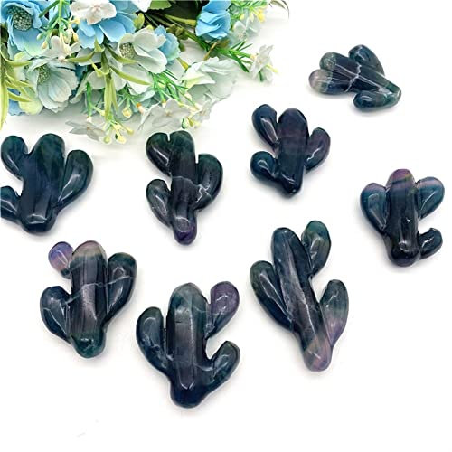 XBBZBL Haussammlung 1 Packung natürlicher Blauer Fluorit, Kristallstein, Kaktus, Quarz, Schnitzornament, Raumdekoration