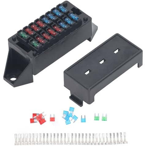 16-Wege-Kfz-Sicherungskasten, Mini-Sicherungsblock, Flachsicherungskasten, Sicherung, 32 Kabelklemmen, Wasserdichtes Set Für Auto