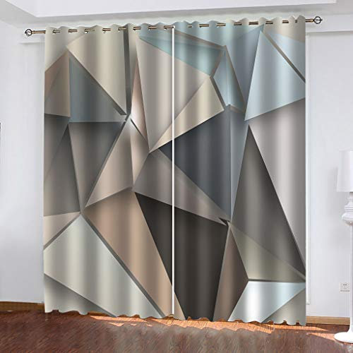 Kinderzimmer Verdunklungs Vorhänge 2Er Set Ösen Digitaldruck 3D Dreidimensionaler Geometrischer Druck Wohnzimmer Thermogardine 210X264cm (HxB)