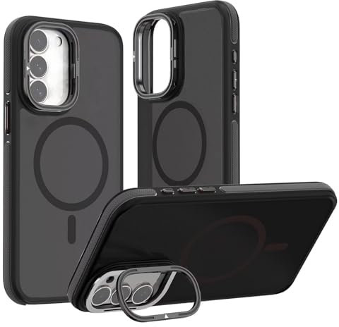 ESONG Magnetica Cover Per Samsung Galaxy S20 FE Con Cavalletto,Custodia Compatibile Con Magsafe,Supporto ad Anello,Protezione di Antiurto Militare Rugged Rigide Shell Case Per Uomo Nero