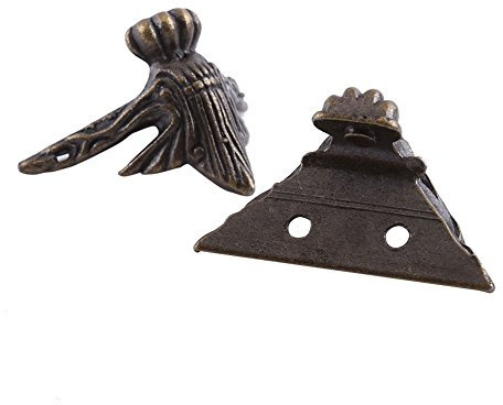 NIZUUONE Antike Messing-Schmuckschatulle, Holzetui, Dekor, Möbelfüße, Bein-Eckenschutz