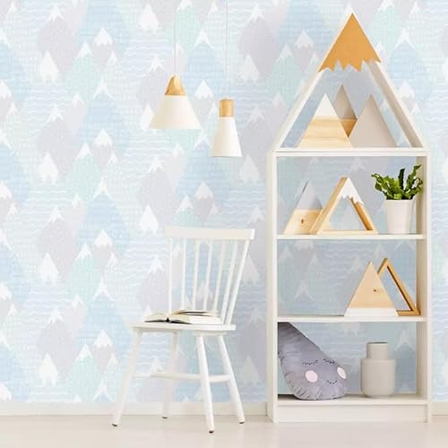 SOPHIE LAURENCE Teal Over The Rainbow Mountains Wallpaper - 10.05m Roll, Scandinavian Inspired Design, Washable, Wet Removable - Easy Paste The Paper Application