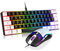 RedThunder 60% Ensemble Clavier et Souris 2-en-1 Gamer, AZERTY FRANÇAIS, Mini Clavier Ultra-Compact Rétroéclairé RGB 62 Touches, Souris Légère 6 Boutons 7200 DPI pour PC Mac PS5 Xbox (Noir-Blanc)
