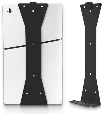 Marvelights Support Mural PS5 Slim pour Disque et numérique, Fixation Verticale Playstation5 Slim Console Robuste, avec vis et Ouverture d'aération, Noir, Compatibile Con PS5 Slim, Simplicité